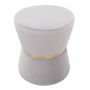 Sgabello Ottomano Contemporaneo Glamour in Velluto Argento e Metallo Dorato di Gemma - Product Image 2