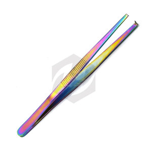 Pinces en acier inoxydable à dents 1x2 et à pointe dentelée, pinces à pansements en titane arc-en-ciel, instruments médicaux - Product Image 2