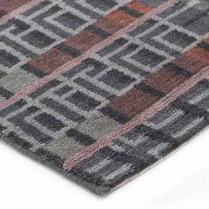 Tapis géométrique moderne noué à la main en laine de Nouvelle-Zélande pour salon et chambre à coucher - Product Image 2