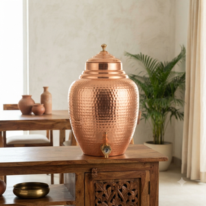Matka distributeur d'eau en cuivre martelé artisanal avec couvercle et robinet en laiton pour la maison, la cuisine, l'hôtel, le restaurant, le stockage de boissons - Product Image 2