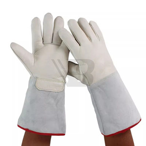 Long-sleeved Genuine Leather Heat Resistant Hand Work Safety Welder Cow Split Leather Heavy Duty Welding <b>Gloves</b> - Product Image 5