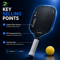 Pala de Pickleball de Fibra de Carbono de 13 mm y 16 mm para Adultos Principiantes, Entrenamiento Escolar y de Club, Marca Privada, Venta Directa de Fábrica al por Mayor