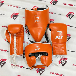 Ensemble d'entraînement de boxe fait main de haute qualité, personnalisé, en cuir bleu et blanc, avec gants de sparring, protège-tête et protège-glandes. - Product Image 4