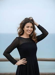 Woman Black Georgette Fancy <b>Dress</b> Round Neck <b>Long</b> Sleeve Regular Length Fully Stitched Solid Color Stylish <b>Party</b> Wear Outfit - Product Image 2