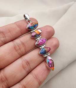 Colgante de Turquesa Ostra Espinosa, Joyería de Plata de Ley 925 para Mujer, Collar de Piedra Preciosa Natural, Regalo Elegante - Product Image 6