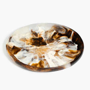 Assiette de service ronde moderne et durable en résine écologique de qualité alimentaire, polie, de 6 pouces, pour fruits et salades, ou plateau à bijoux - Product Image 1