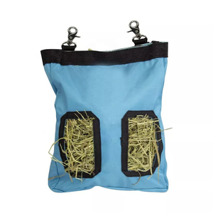 Pink Nylon Hay Bag With Two Feed Pockets And Metal <b>Clips</b> For Horse Feeding - Product Image 6