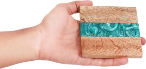 Wooden Coasters <b>Set</b> Bone Inlay Coaster Authentic Luxury Designer Handmade Home Decor <b>Square</b> Shape 300mm Diameter 3mm Thickness - Product Image 4