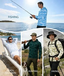 Camiseta de Pesca con Capucha para Hombre, Protección UPF UV 50+, Ligera, con Capucha, Antibacteriana, de Poliéster, para Pesca y Actividades al Aire Libre - Product Image 6