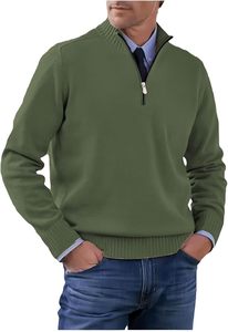 Suéter de Felpa de Algodón Ecológico para Hombre, Cuello Alto con Cierre de Cremallera, Estampado, Estilo Deportivo Casual para Invierno - Product Image 2