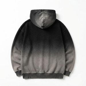 Sudadera con Capucha Negra Ombre Personalizada para Hombre, Sudadera con Estampado en Relieve y Logotipo en el Pecho, Sudadera con Capucha Estilo Urbano - Product Image 2