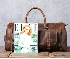 Bolsa de Viaje de Cuero Genuino de 58 cm, Gran Capacidad, Unisex, con Cierre de Cremallera y Correa Ajustable - Product Image 6