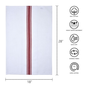 100% Premium coton chevrons rayure serviette de cuisine doux confortable haute Absorption multi-usages serviette de nettoyage disponible rouge - Product Image 5