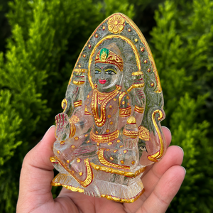 Estatua de Lakshmi de Cuarzo Transparente Tallada a Mano, Ídolo de la Diosa Hindú Pintado a Mano, Decoración de Cristal para el Hogar, Regalo de Buena Suerte - Product Image 2
