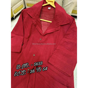 Hermoso y pesado algodón Slub/algodón Flex (Trae.) de tela de la mejor calidad Cordset (camisa de longitud corta-29 ") con botones de madera y L - Product Image 1