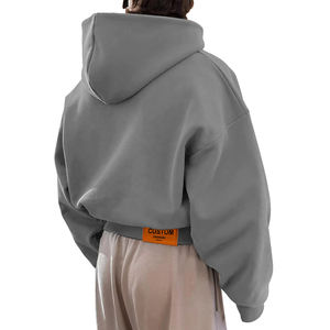 Sudadera con capucha de invierno informal holgada estilo streetwear para hombre, con hombros caídos, corte cuadrado, con cremallera, de algodón 100% de 400 g/m², pesada, estampada o lisa. - Product Image 2