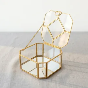 Modern Jewelry <b>Box</b> with <b>Mirror</b> Lid brass Metal Storage Organizer for dressing vanity jewellery storage Decorative <b>box</b> - Product Image 4