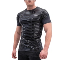 T-shirt de musculation Premium Strong Man Grip Sporty Slim Fit en silicone antidérapant imprimé, compression, séchage rapide, design personnalisé