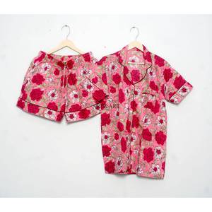 Conjunto de Pijama de Algodón para Mujer, Transpirable, de Secado Rápido, con Estampado Floral, Manga Corta, Ropa de Dormir, Especial para Uso en el Hogar, Verano - Product Image 2