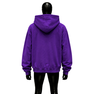 Sudadera con Capucha Personalizada Estilo Hype Morado, Oversize, de Forro Polar, con Estampado Hip Hop, Logotipo Frontal y Patrón de Estrellas, para Otoño, Premium y Cómoda - Product Image 2