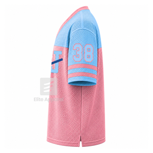 T-shirt personnalisé Jack & Jill of America à col en V, color block, manches courtes, bleu ciel et rose, style décontracté unisexe en maille polyester - Product Image 4