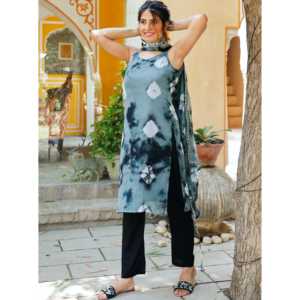 Ensemble de costume en mousseline de soie tie-dye bohème taille XS-noir élégant et tendance - Product Image 5