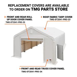 Pro Series 20FT X 40FT Capanno Attrezzi a Doppia Struttura Rinforzata con Copertura in PVC da 17 oz e Porte Passanti TMG DT2041 PRO Ripostiglio Resistente - Product Image 4