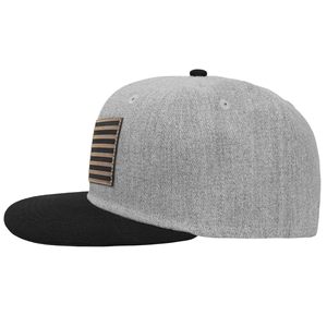 Gorra Unisex de 6 Paneles con Cierre a Presión, Color Gris, de Algodón, con Aplique de la Bandera Americana en el Panel Frontal, Estilo Casual para Adultos - Product Image 4