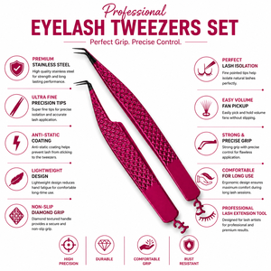 Pink Eyelash Tweezers Stainless Steel Precision Tip Smooth Surface For Lash Extension Application - Product Image 5
