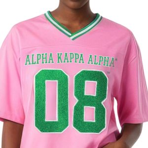 Camiseta Oversize Rosa con Letras de Chenilla, Manga Corta, Corte Holgado, Estilo Casual para Mujer - Product Image 3