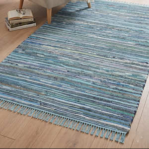 5' x 8' Handwoven Recycled Cotton Area <b>Carpet</b> for Living Room Coastal Scandinavian & Contemporary Home - Product Image 1