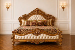 Colección de Muebles de Dormitorio Hechos a Mano a Medida, Cama King Size Más Vendida con Mesitas de Noche, Juego de Dormitorio de Diseño Antiguo - Product Image 2