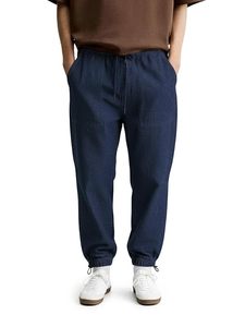 Jeans Casuales Vintage para Hombre, de Mezclilla Azul Oscuro, Corte Ancho, Cintura Media, Ajuste Holgado, Ecológicos, con Cordón Ajustable - Product Image 3