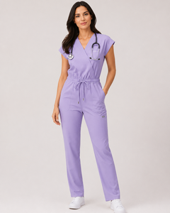 Uniforme Médico Unisex Azul Marino de Algodón, Tipo Jumpsuit, con Cordón Rosa, Bolsillo para Estetoscopio, Uniformes de Hospital WABSON SPORTS Needle - Product Image 2