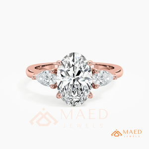 Rose Gold Oval Cut Three <b>Stone</b> Ring for Women Elegant Engagement Style Sparkling Jewelry Gift - Product Image 5
