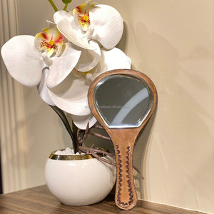Nuevos espejos de bolsillo con mango compacto de cuero genuino, diseño personalizado de alta calidad, vaquera, maquillaje occidental, accesorio de viaje - Product Image 3