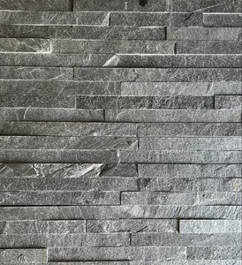 Panneau mural extérieur minimaliste en pierre de grès écologique gris argenté, finition brisée, pour revêtement de façade moderne - Product Image 4
