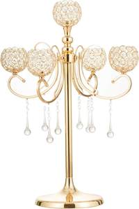 Metal <b>Candlestick</b> <b>Holder</b> with Crystal Beaded Chandelier Design Luxury Wedding Baby Shower Aisle Ceremony Gift - Product Image 3