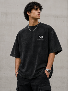 T-shirt en coton lavé surdimensionné pour homme, manches courtes, col rond, couleur unie, style décontracté, tissu jersey, personnalisable et en gros - Product Image 5