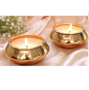 Portavelas de aluminio con acabado dorado, diseño artesanal, para decoración de mesa de comedor, portavelas votivo de metal. - Product Image 1