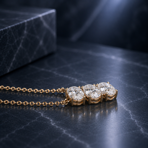 สร้อยคอจี้เพชรโมอิสซาไนต์ทรงรีทองคำ 14K สำหรับผู้หญิง น้ำหนัก 2.02 กะรัต เครื่องประดับชั้นดี ของขวัญวันครบรอบสุดหรู - Product Image 3
