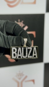 Pendentif BAUZA Words en moissanite grande taille, fabriqué en argent sterling 925 massif, bijoux hip-hop, joli cadeau pour les rappeurs - Product Image 2