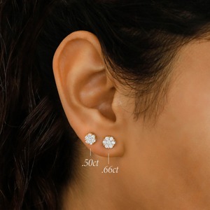 Pendientes de Flor con Racimo de Diamantes, Oro Amarillo, Blanco y Rosa de 14k, Diseño Floral, Joyería Fina, Regalo de Valor Social Sostenible - Product Image 5