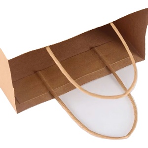 Wholesale OEM Brown Corrugated Cardboard Bag Accept Custom <b>Printing</b> Stock Gift Bag Fast Food Take Away Recycled Materials - Product Image 2
