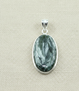 Pendentif ovale en séraphinite naturelle, argent sterling 925, plaqué or rose, or jaune, bijoux de guérison en cristal, cadeau pour femmes, unisexe - Product Image 6