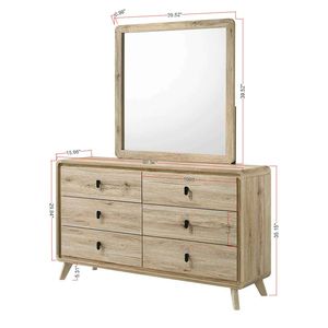 Cómoda Moderna de Mediados de Siglo, Acabado Inspirado en Madera Cálida, Texturas Naturales, Amplio Espacio de Almacenamiento, Seis Cajones, Mueble de Madera, Color Beige - Product Image 5
