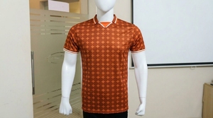 Chemise à manches courtes pour homme, col en V, motif à pois rouges, coupe classique, toutes saisons, 100% polyester, séchage rapide, impression par sublimation - Product Image 5