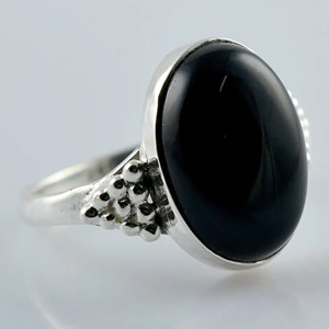 Black Onyx <b>Ring</b> 925 Sterling <b>Silver</b> Handmade Boho <b>Statement</b> Promise <b>Ring</b> for Women Natural Oval Black Onyx <b>Ring</b> July Birthstone - Product Image 3
