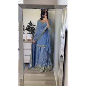 Top-Plazzo y Dupatta Set con bordado pesado Tamaño XL para look de fiesta - Product Image 4