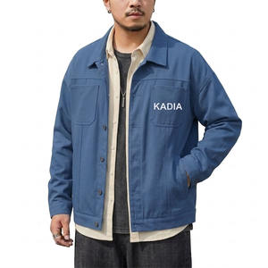 Chaqueta vaquera informal de talla grande para hombre, con cierre de cremallera, cuello alto, impermeable, 100% algodón, para otoño, servicio OEM. - Product Image 5